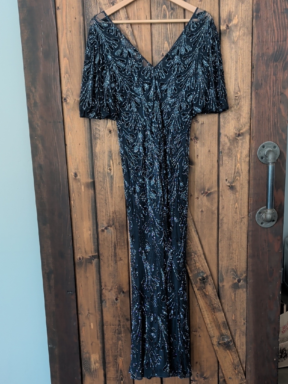 Aidan Mattox Black Beaded Evening Dress Midnight Twilight Size 6 - Picture 3 of 5